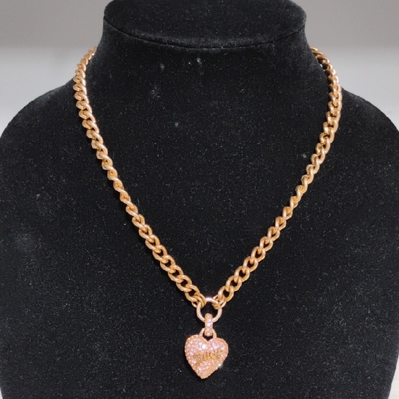 Juicy Couture Jewelry - Juicy Couture Vtg Gold-Tone Pave Heart Pendant Chain Necklace